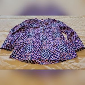 Lilly Pulitzer Elsa Silk Top Royal Purple Pop Up Toe In XL